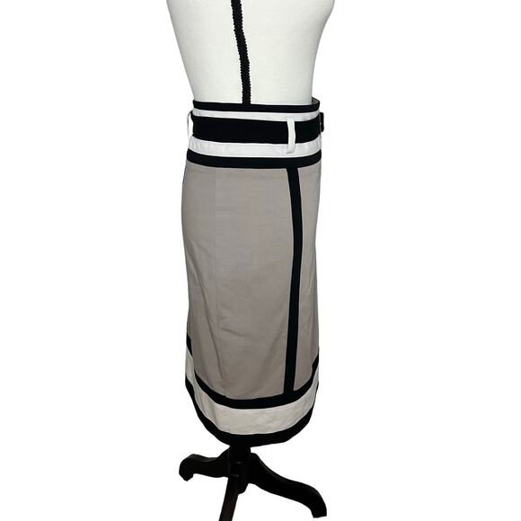 Worthington Size 10 Color Block Black Tan and White Straight Pencil Skirt - Picture 3 of 8